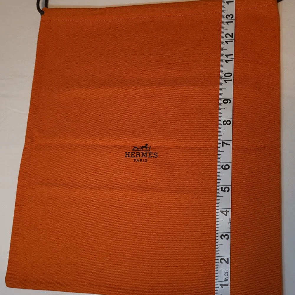 Hermès Authentic Orange Dust Bag 12x14 Small Drawstring Cotton Bag